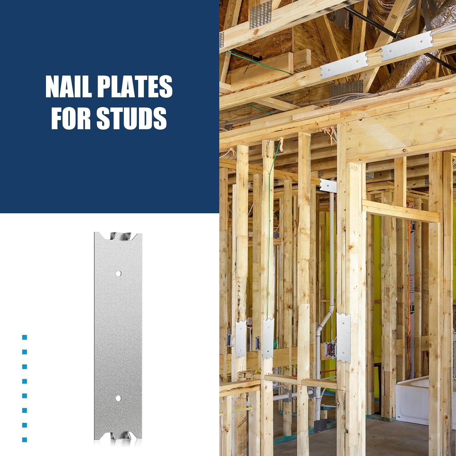100 Pcs Galvanized Nail Plates 6 x 1.5 Inch for Secure Furniture Protection