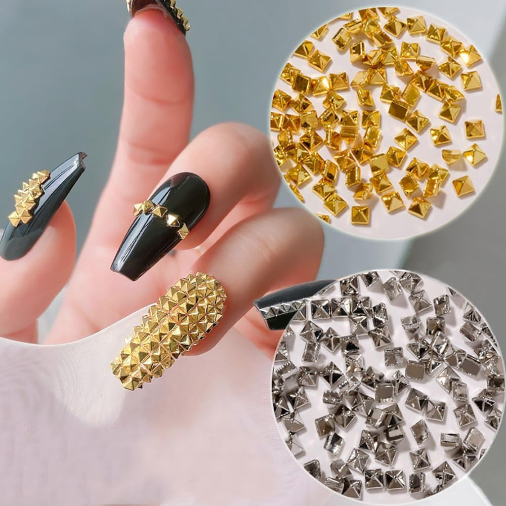 Metal Nail Studs Art – Punk Nail Studs Charms – 3D Gothic Nail Charms Studs, Con