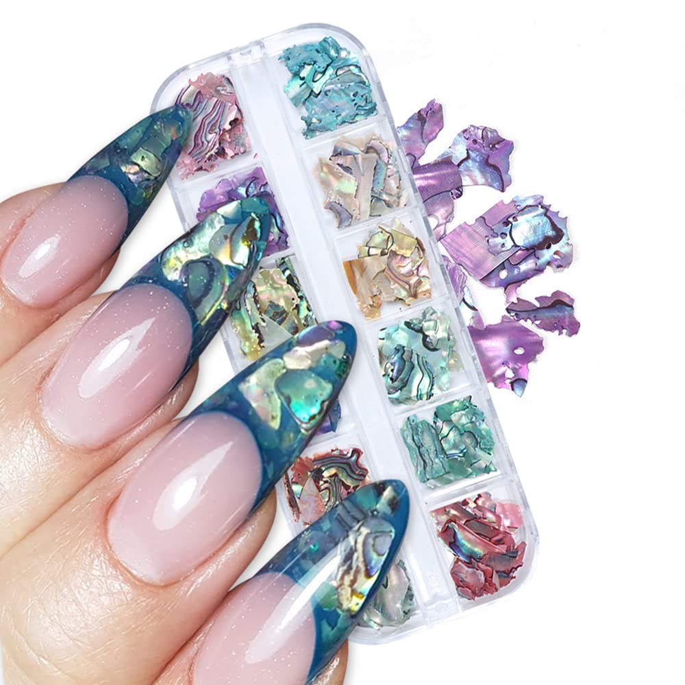 Abalone Shell Flakes for Nail Art – Colorful Seashell Sequins Glitter Irregular