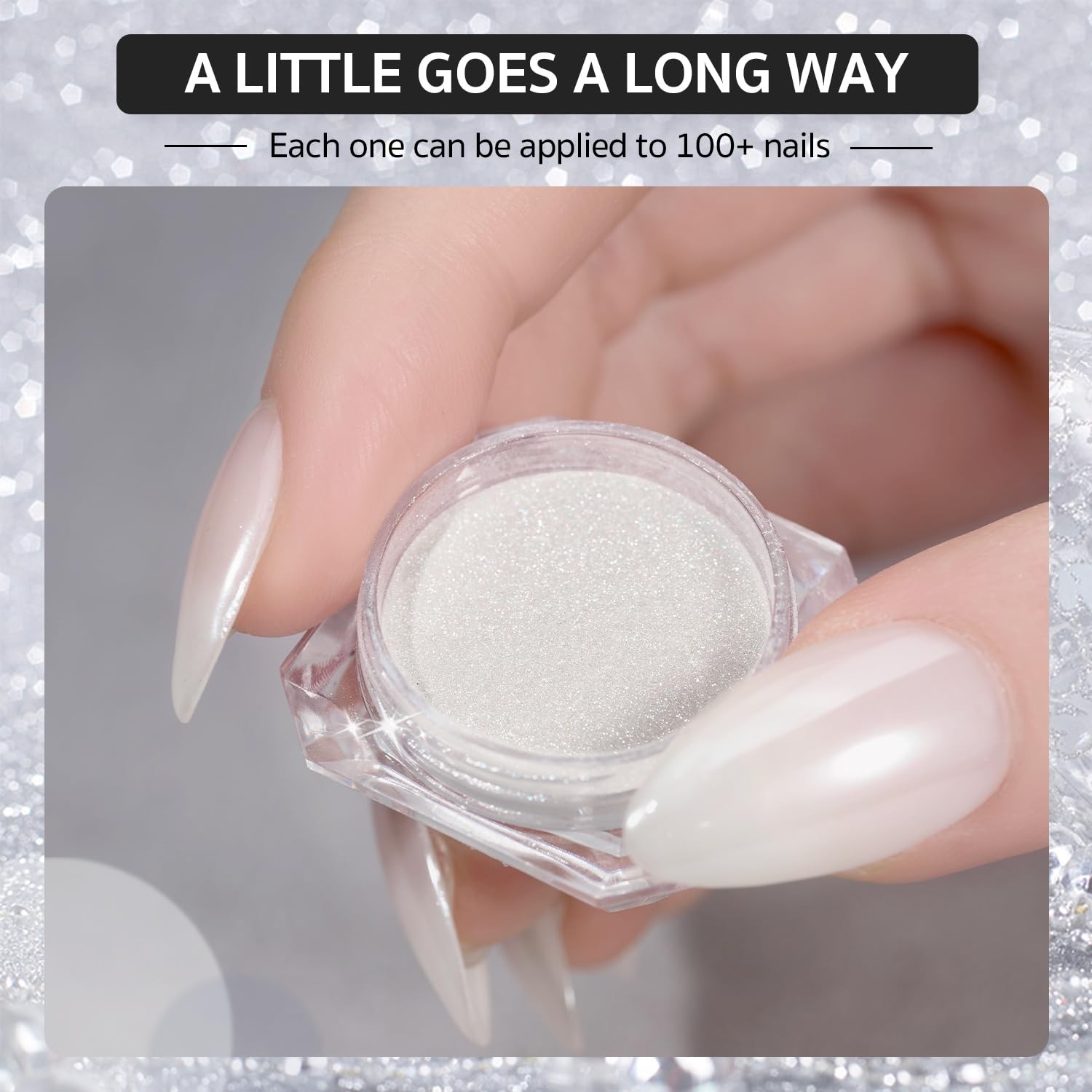 GAOY Chrome Nail Powder, Mirror Effect Pearlescent Shimmer Pearl White