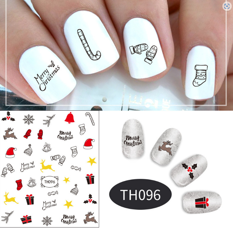 Nail Art Stickers Decals Christmas Snowflake Santa Sock Gingerman Snowman NS44