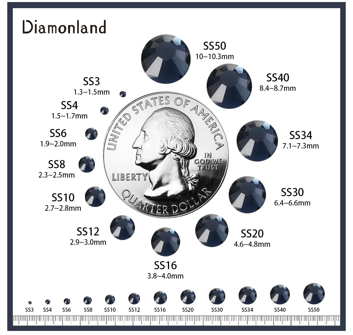 Diamonland Flatback Glass Crystal Rhinestones Rounds Gems for Bedazzling Nail…