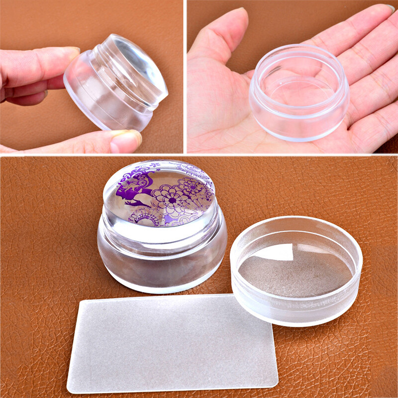 Silicone Nail Stamper French Manicure Stamping Jelly Nails Art + Scraper Stamps*