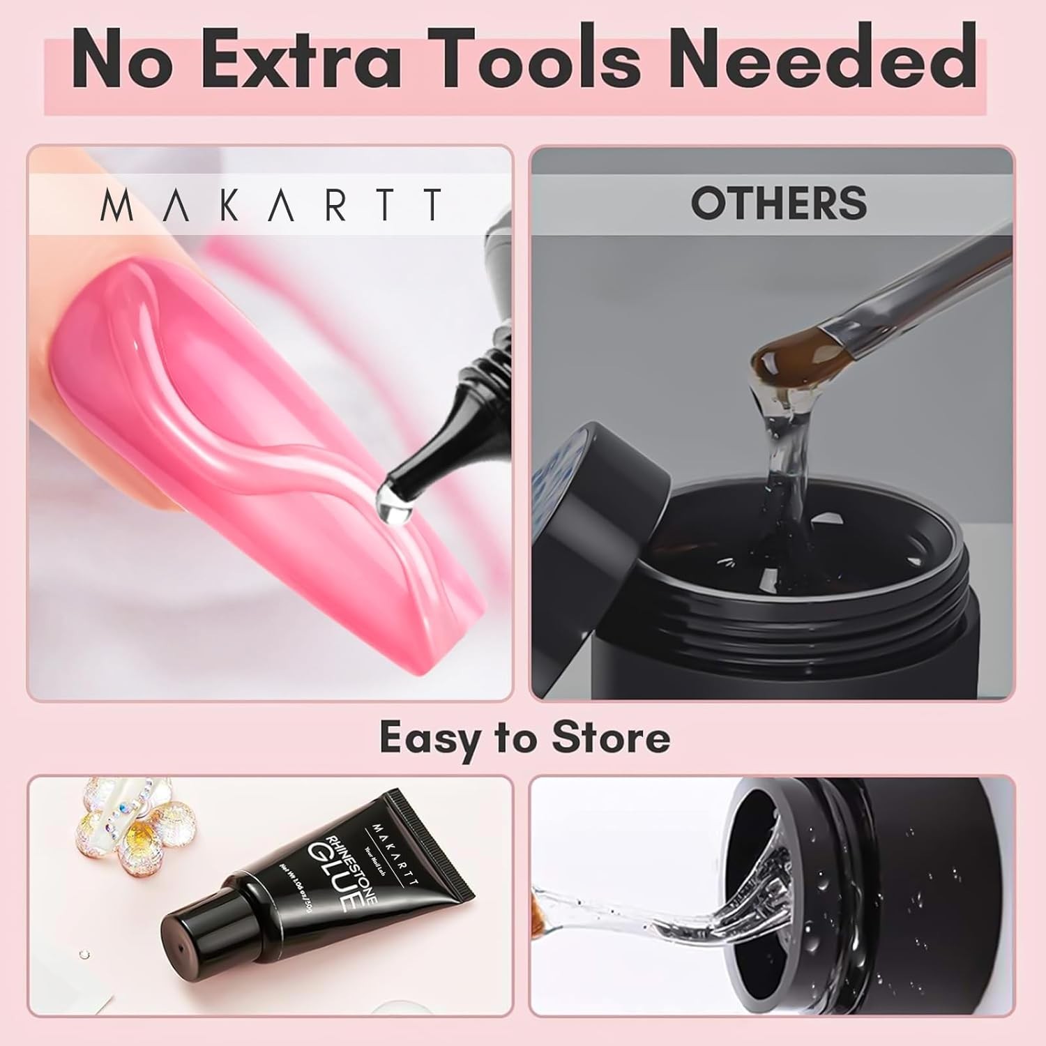 Makartt Nail Rhinestone Glue: Super Strong Gel Glue for Nail Art Decorations