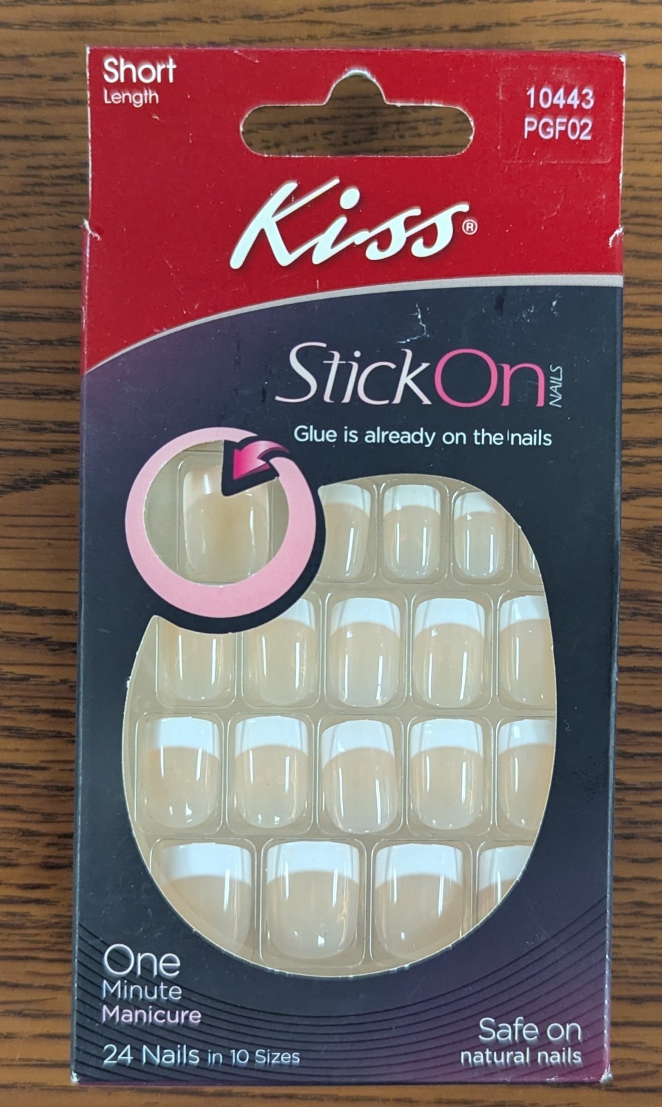 LOT OF 2 KISS SHORT LENGTH STICK ON NAILS 24 NAILS IN 10 SIZES EACH PKG #10443