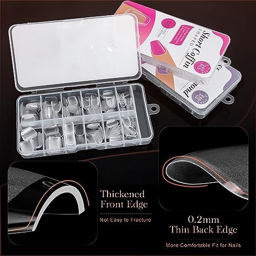 3 Styles Short Nail Tips Kit – 720PCS Gel X Nail Tips Half Matte Half Matte 03