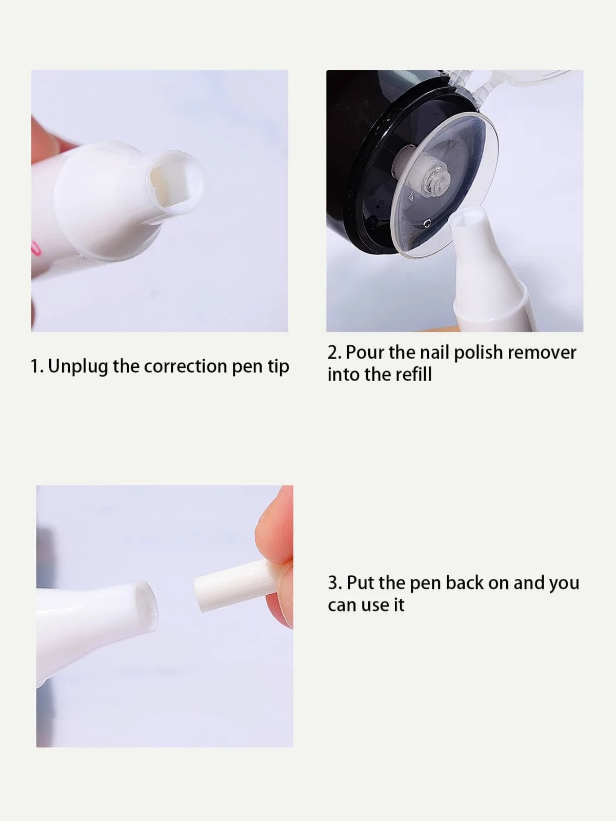 1 Pc of Nail Polish Remover Corrector Pen Art Varnish Correction + 3 Tips FREE