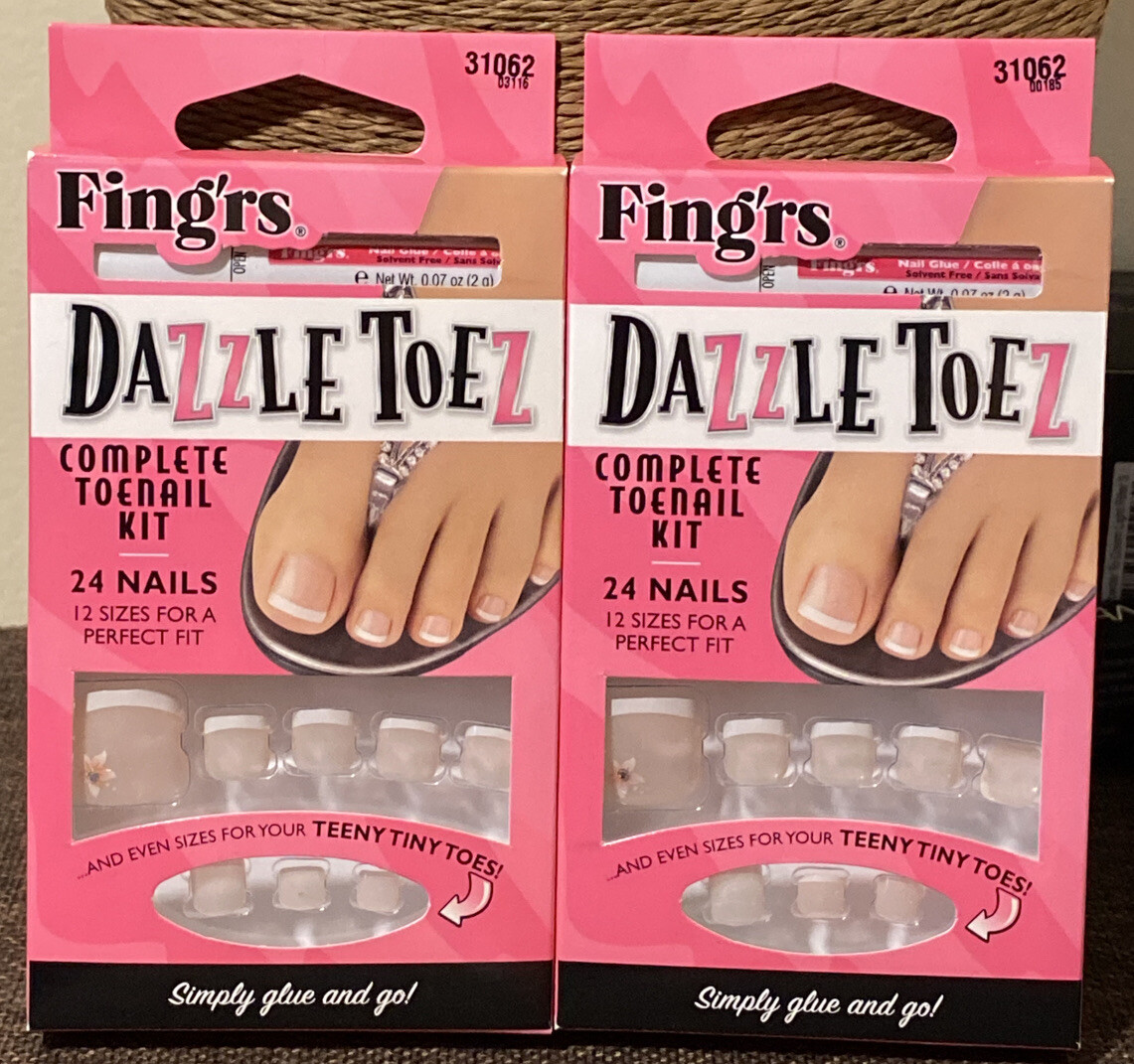 2 Fing’rs Dazzle Toez French 31062 Complete Toenail Kit with Sizes For Tiny Toes
