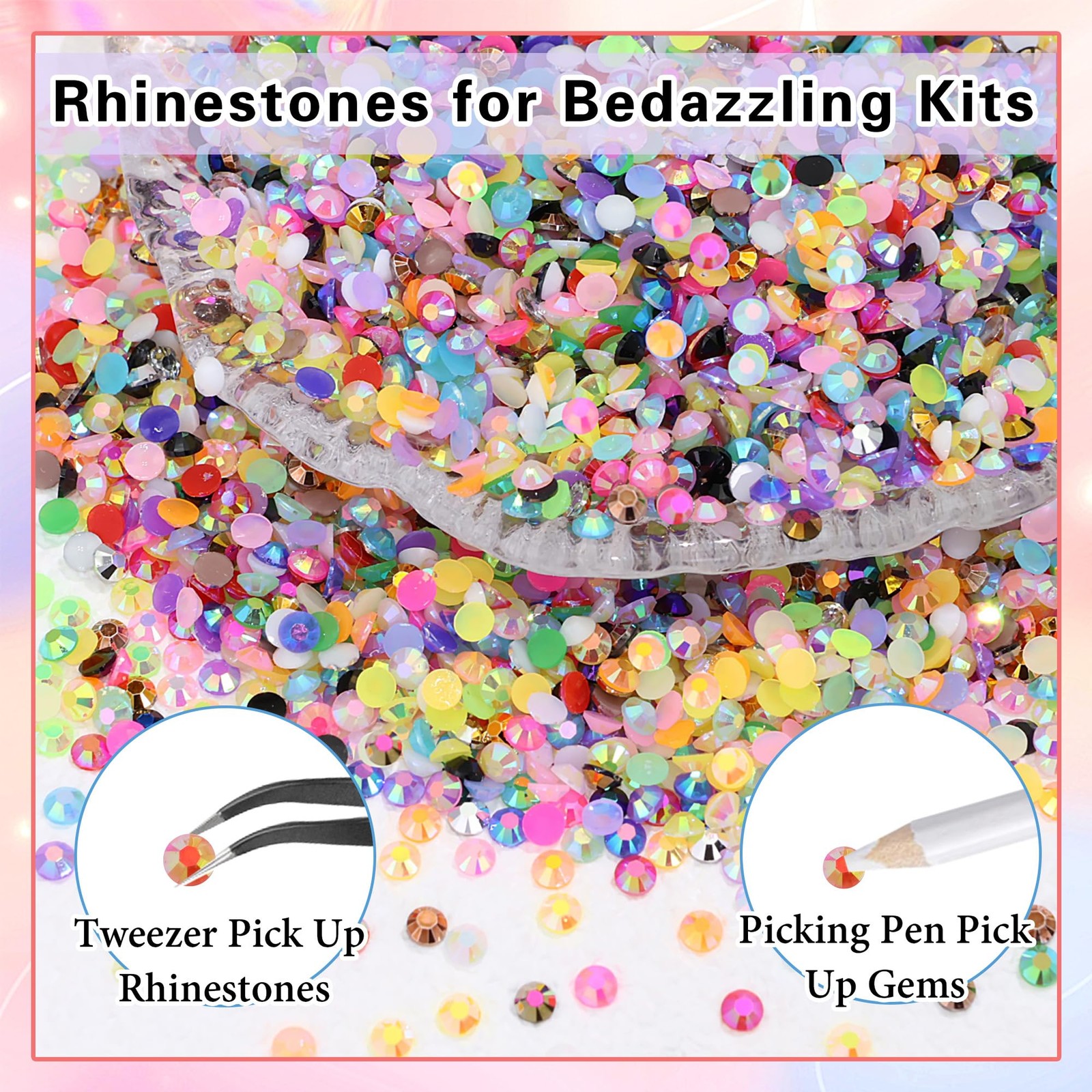 40000Pcs Resin Jelly Rhinestones for Bedazzling Crafting,40 Color Rhinestones…