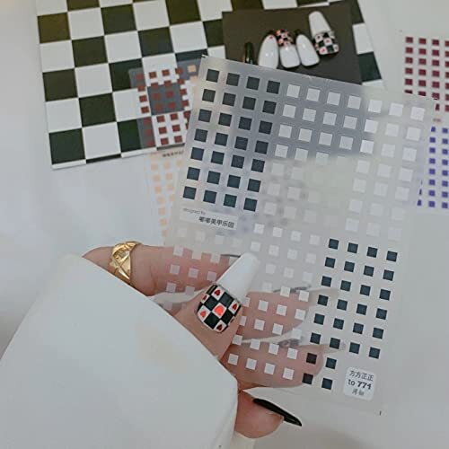 Checkerboard Square Nail Art Stickers Ultra-Thin Color Checkerboard Self