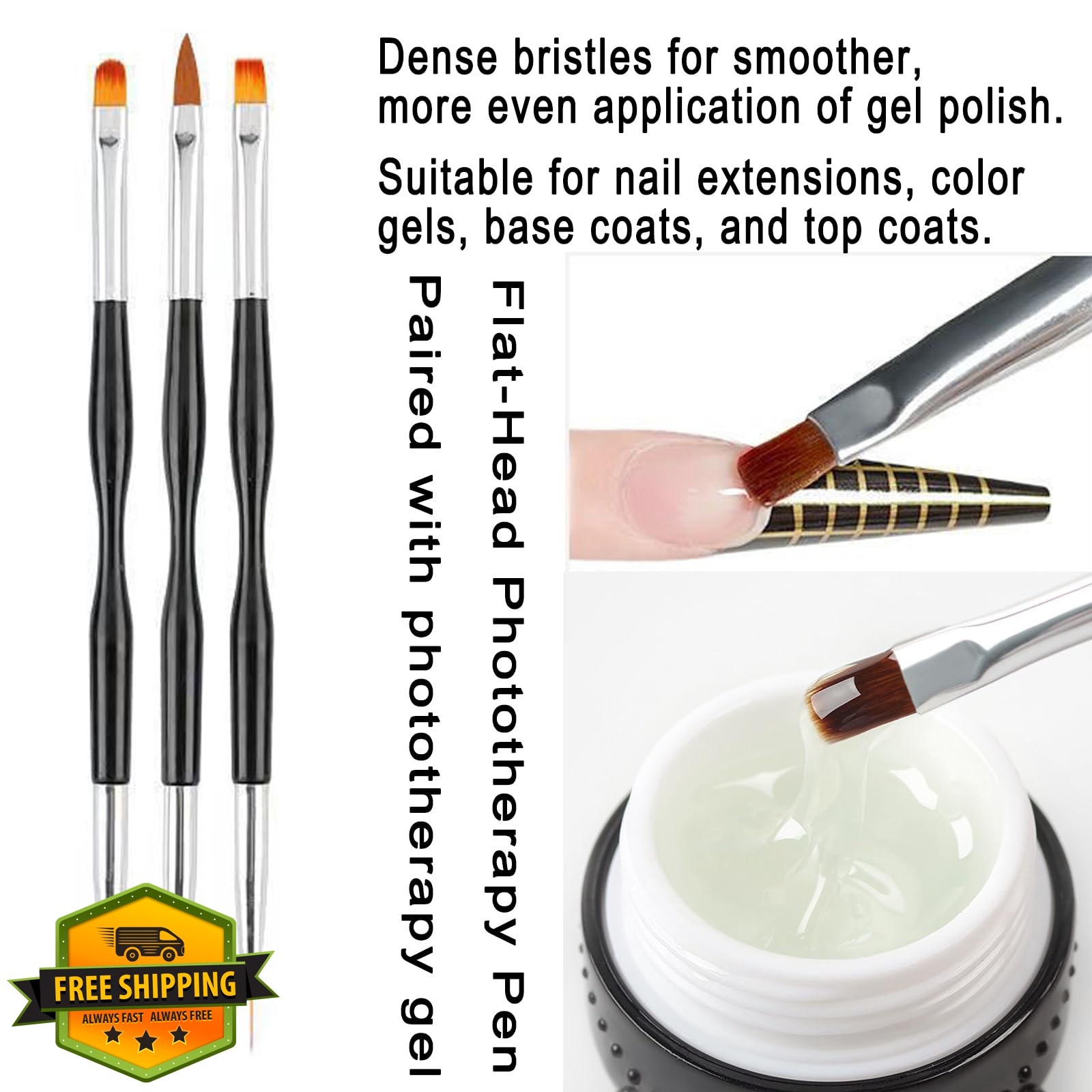 HAIY Nail Art Brushes Kit Black Style 32pcs