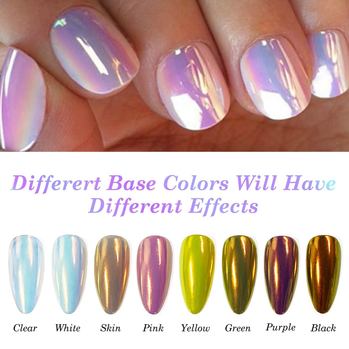 1 Jar Unicorn Chrome Nail Powder Pearl Iridescent Metallic