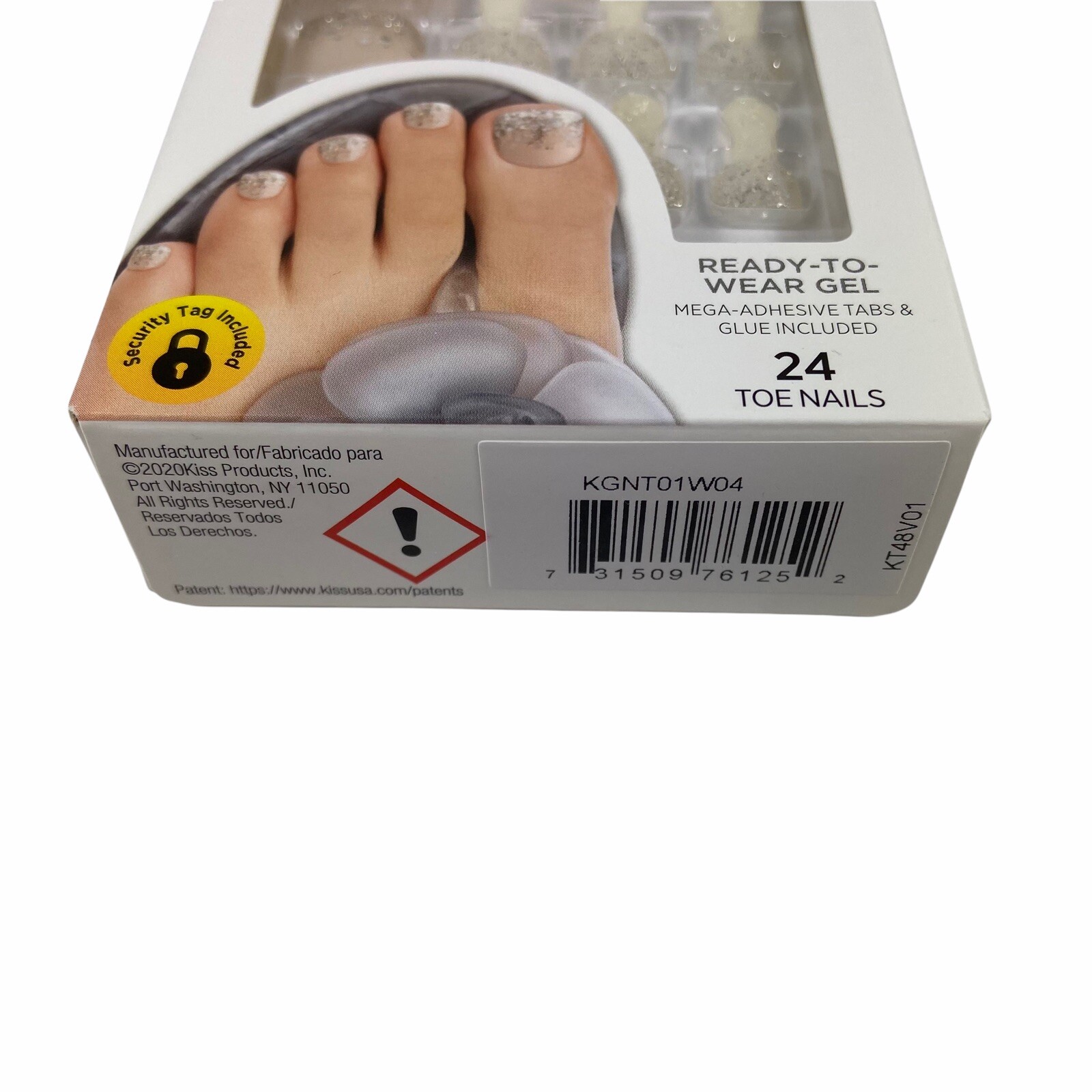 NEW Kiss Nails Gel Fantasy Press or Glue Pedicure Gel Silver Glitter Sparkle Toe