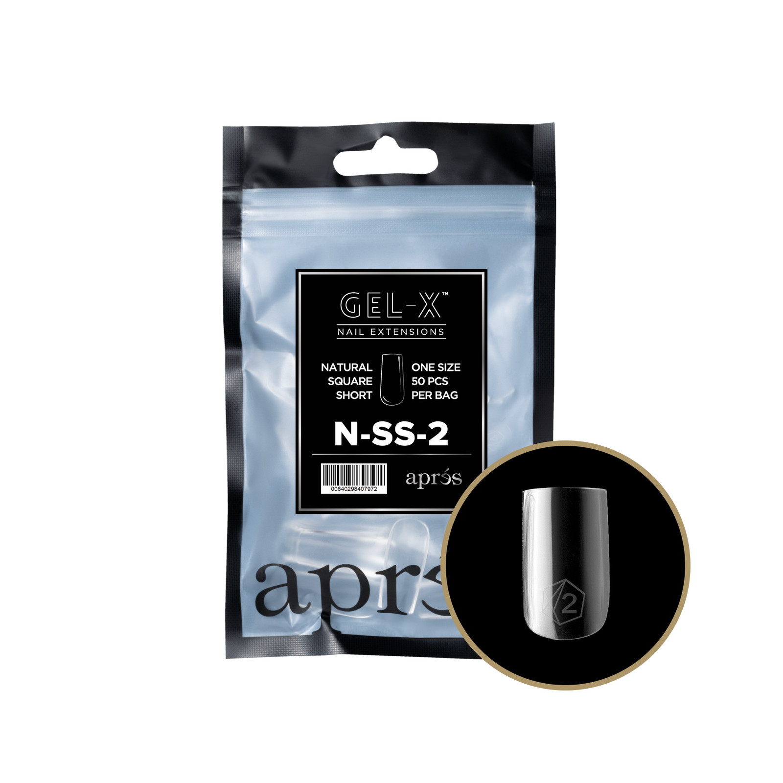 Apres Gel-X Natural Square Short Refill 50pc (Set 11 bags size 00 – 9) (No box)