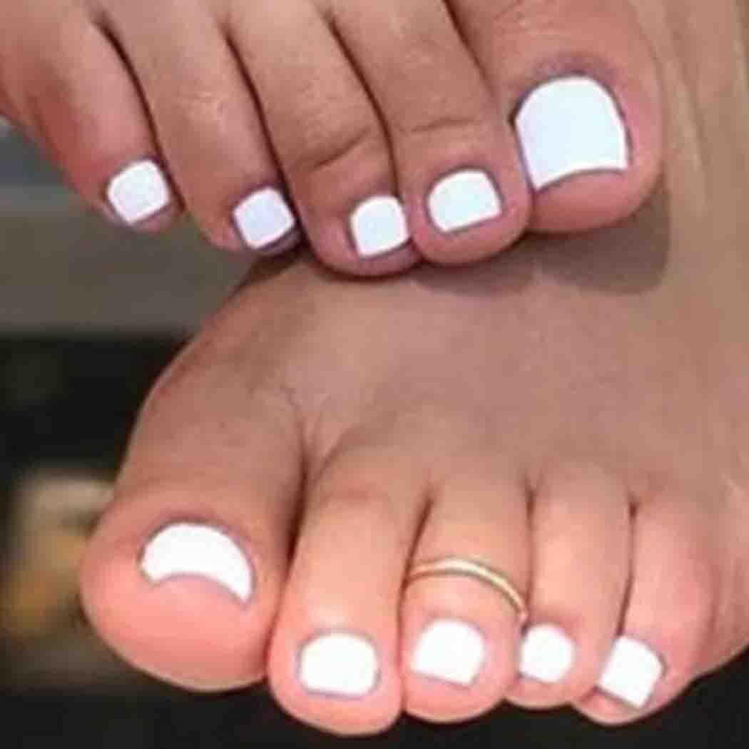 120 Glossy White Press On Toenails Short Square Full Cover False Toe Nails Tips