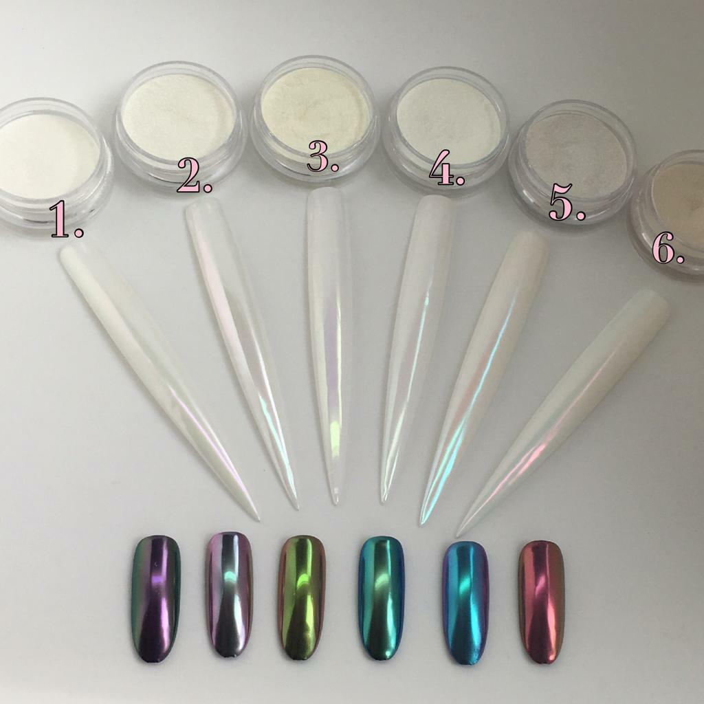 Aurora White Chrome Chameleon Nail Powder Rainbow Colour Changing Mirror Effect