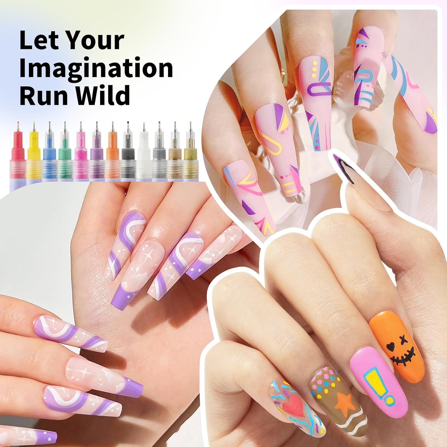 Nail Art Marker, 12-Colors Nail Art Pens Set, 0.5MM Fine Line Nail Polish Pens f