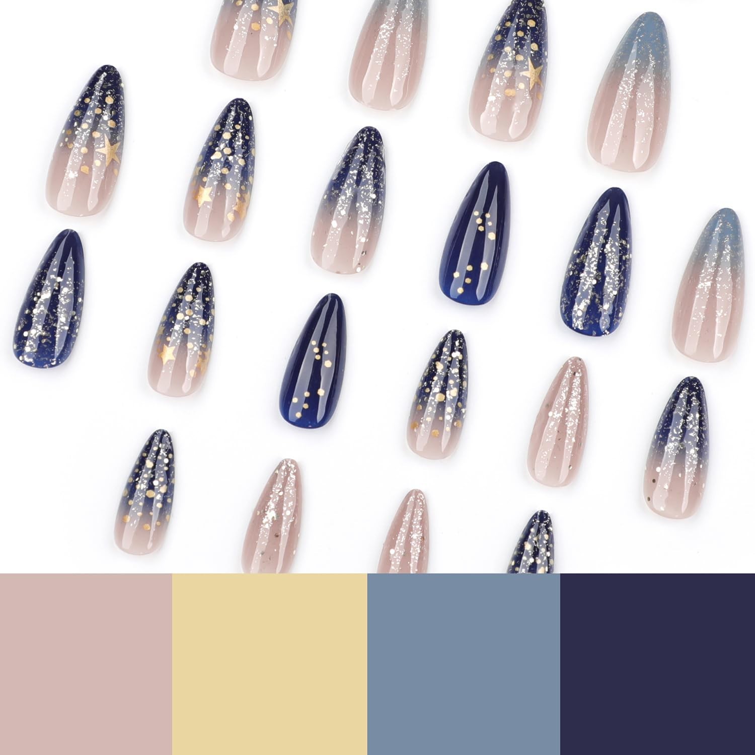 24Pcs French Press On Nails Short Oval Red Hawaii Flower Summer Stick On Nail
