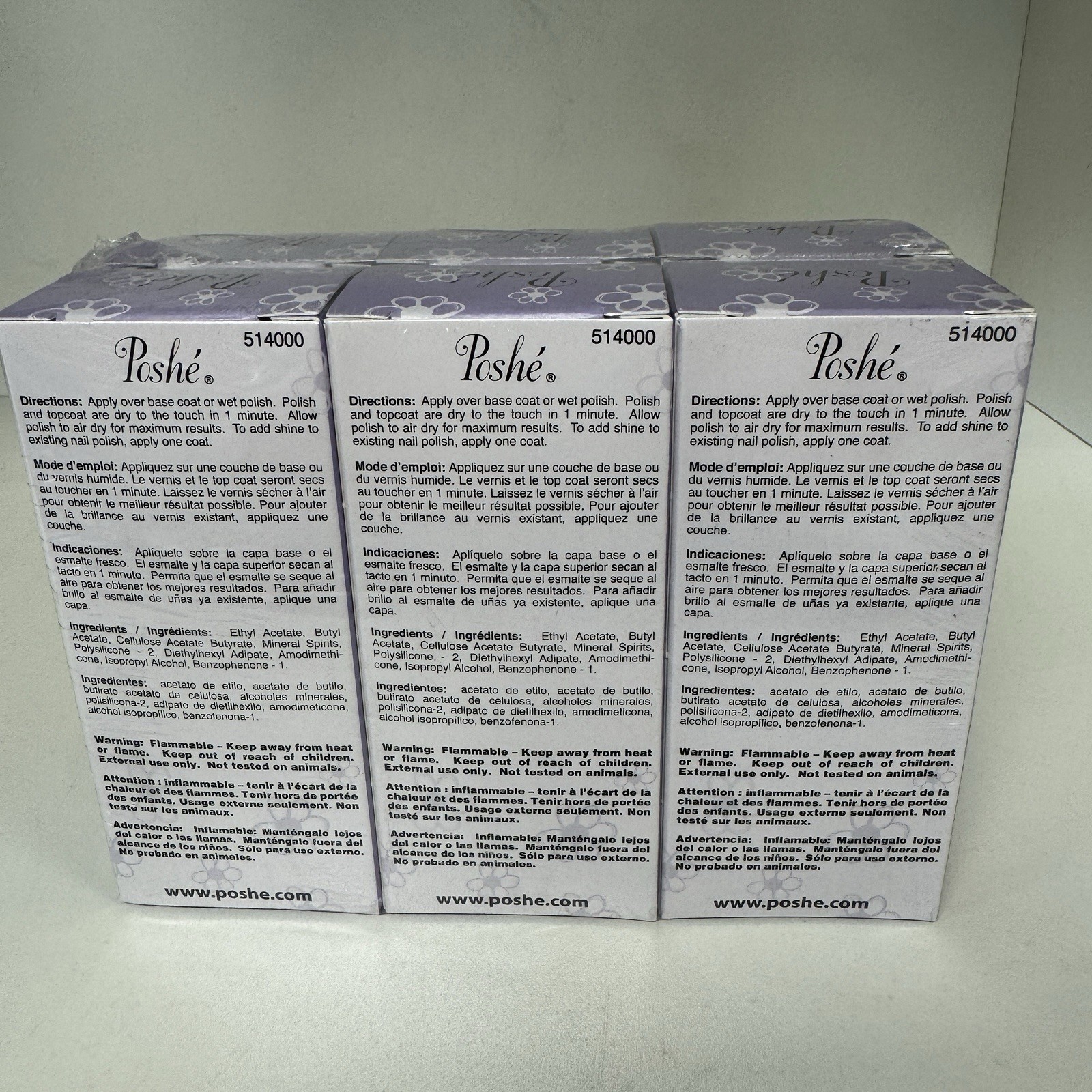 Poshe Fast Drying Top Coat 1/2 Oz Pack Of 6