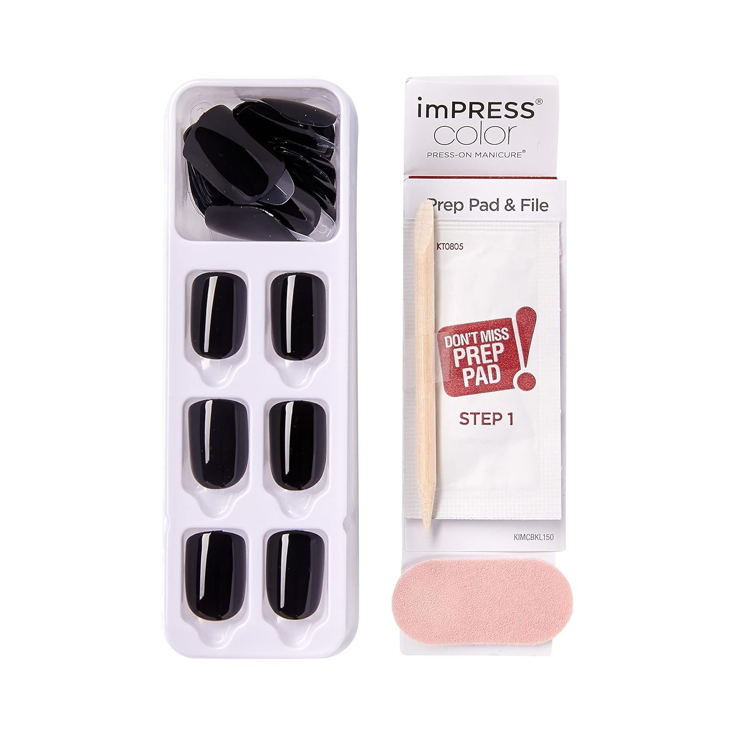 Effortless All Black Short Press-On Nails with Super Hold Adhesive – 30 Count