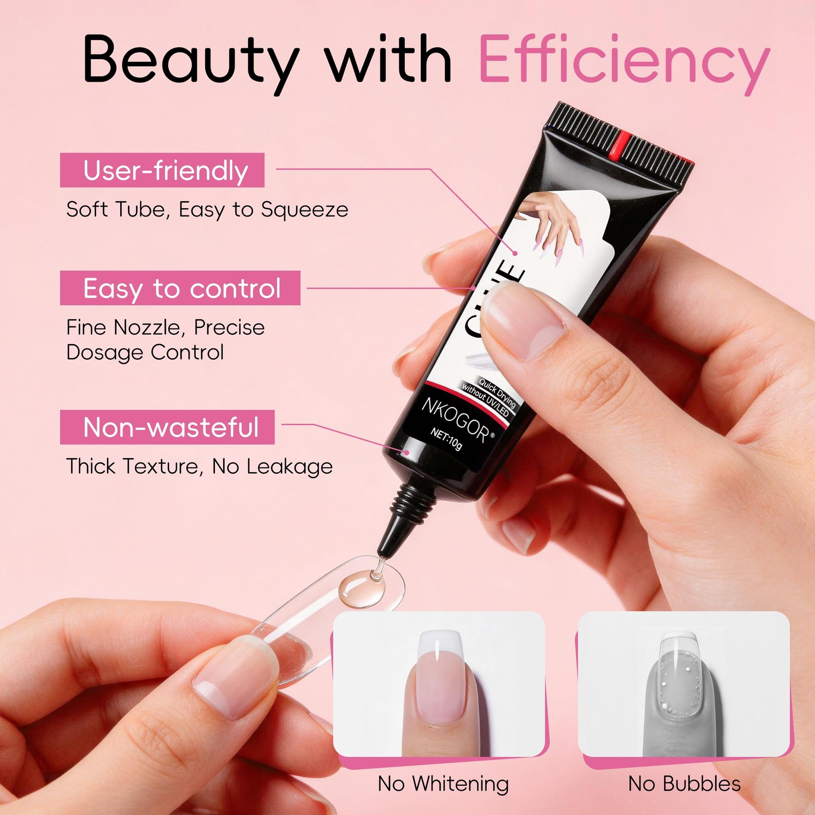 NKOGOK 20g Strong Semi Solid Nail Glue with 20g Nail Glue , Press On Glue and…