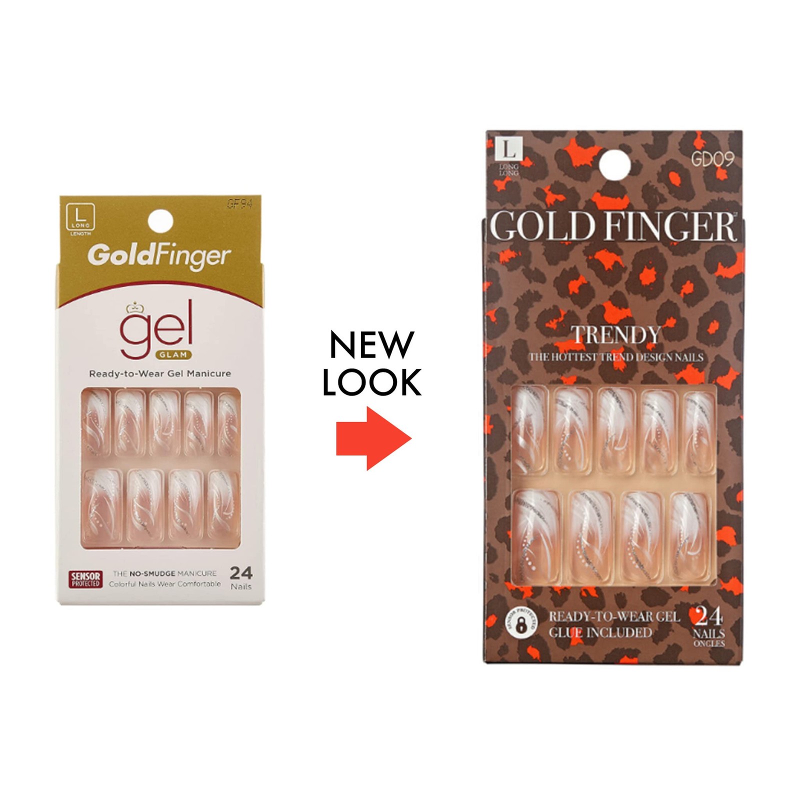 Gold Finger Full Cover Nails Gel Glam Ready to Wear Gel Manicure Long Nails
