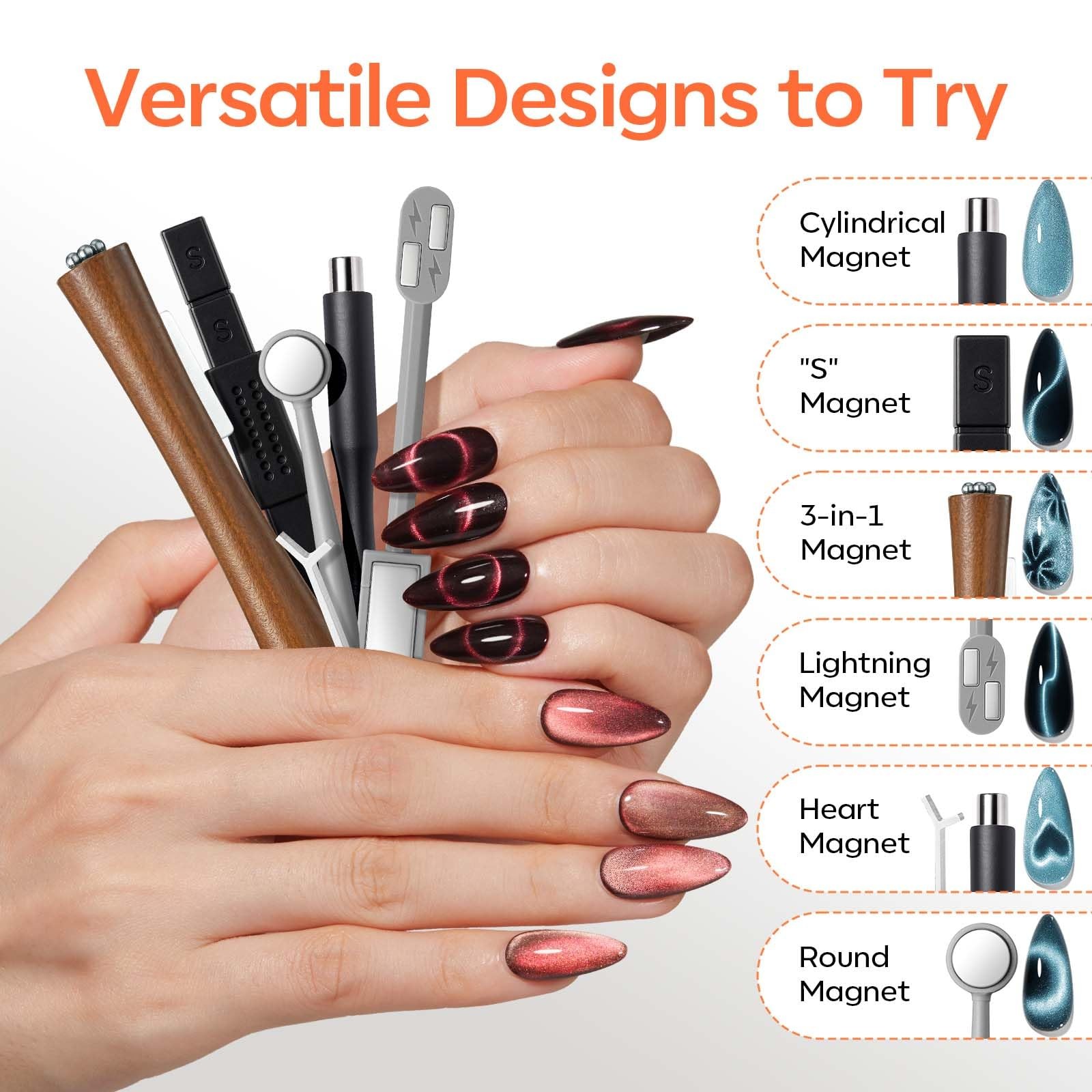 Cat Eye Magnet Set for Nails, Heart Cateye Powerful 3 IN One Magnetic Pen Nai…