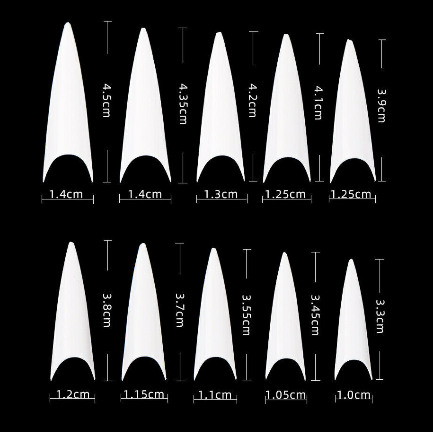 Cre8tion Nail Tips Stiletto, French or Coffin 500/600pcs in Clear &/ Natural