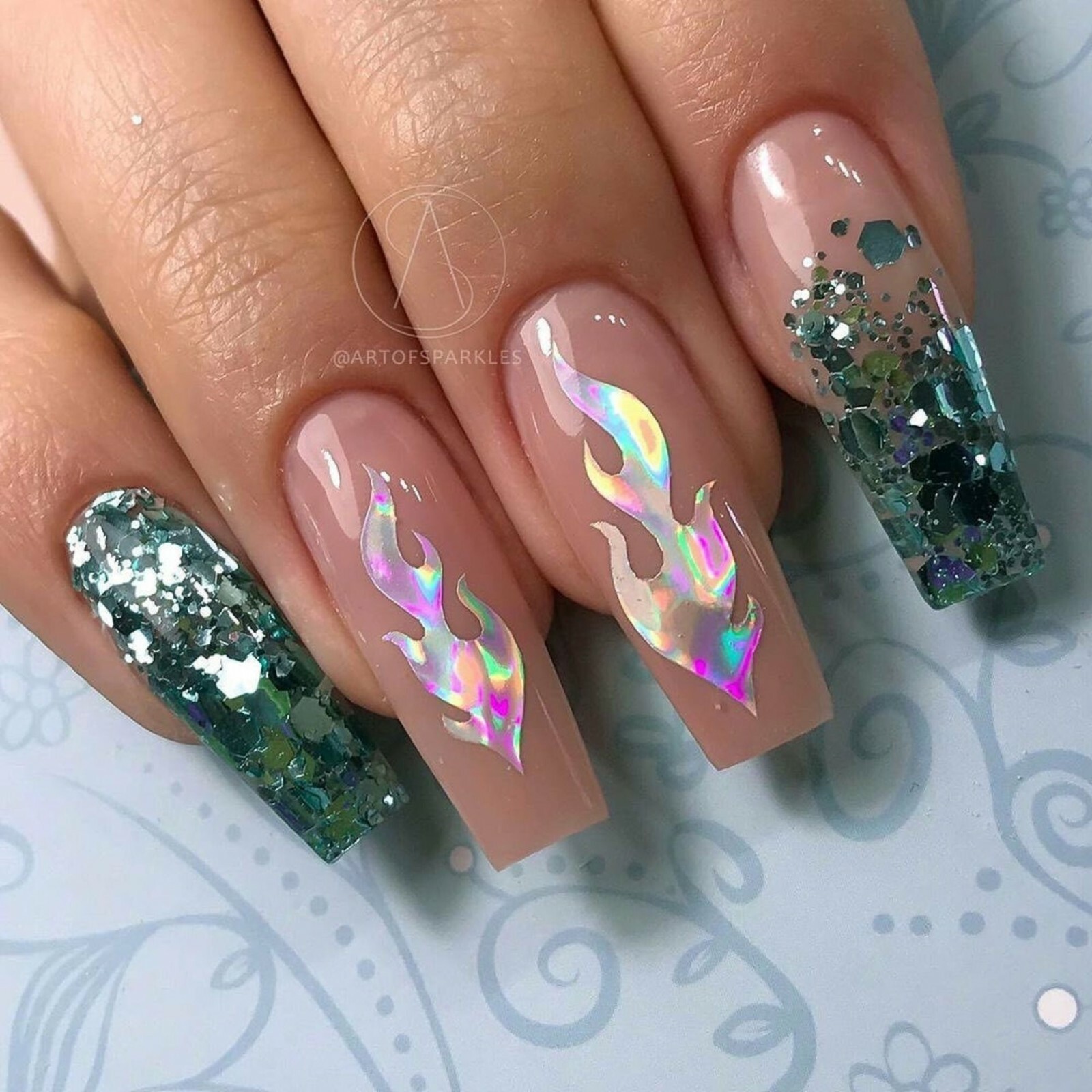 Dripping Flames Stickers (Holo) – Daily Charme Collaboration, Nail Stickers