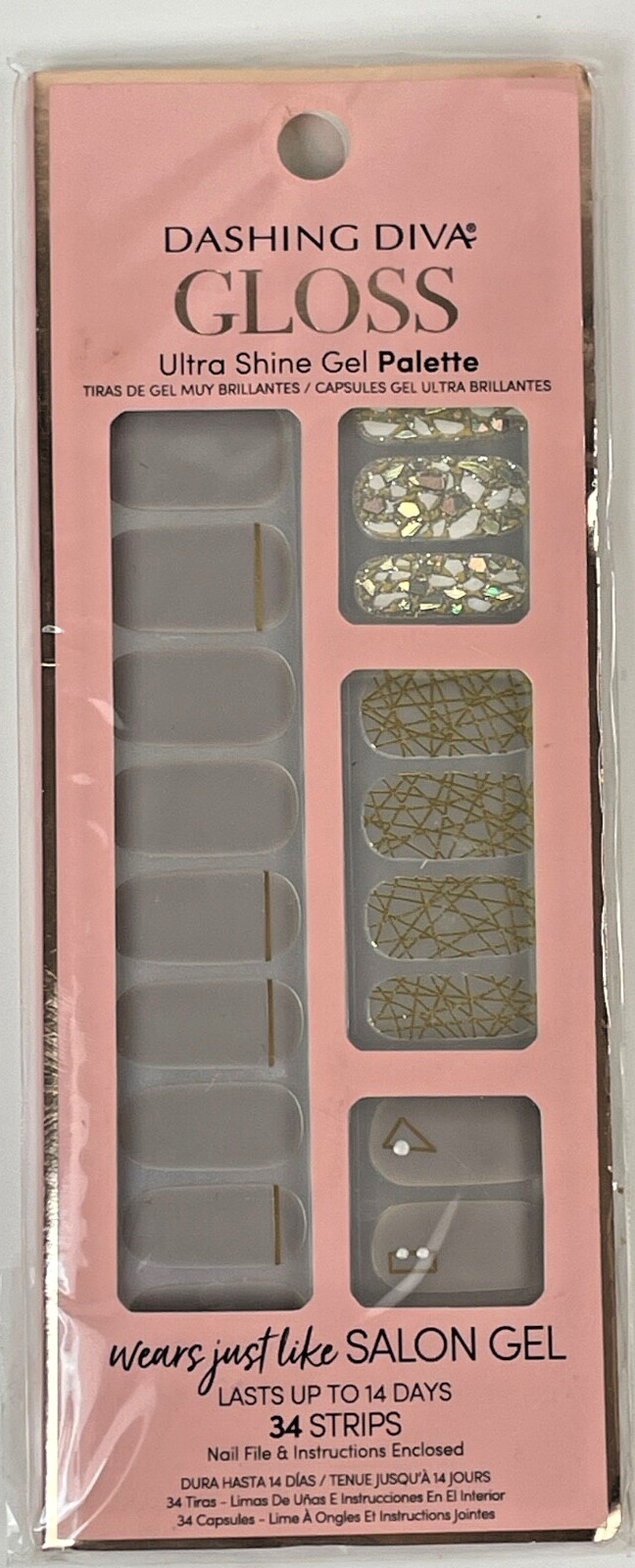 Dashing Diva Gloss Ultra Shine Gel Palette 34 Nail Strips Wears Like Salon Gel