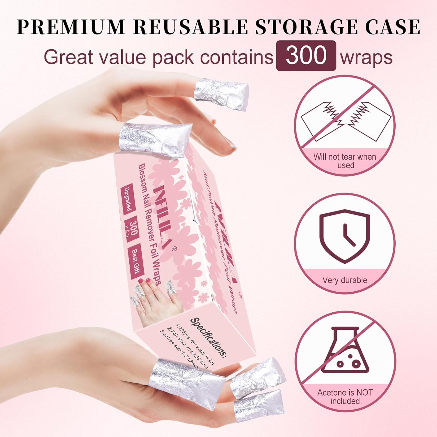 Nail Foil – 300PCS Foil Nail Wraps Gel Nail Polish Remover Foil Wraps for Nails,
