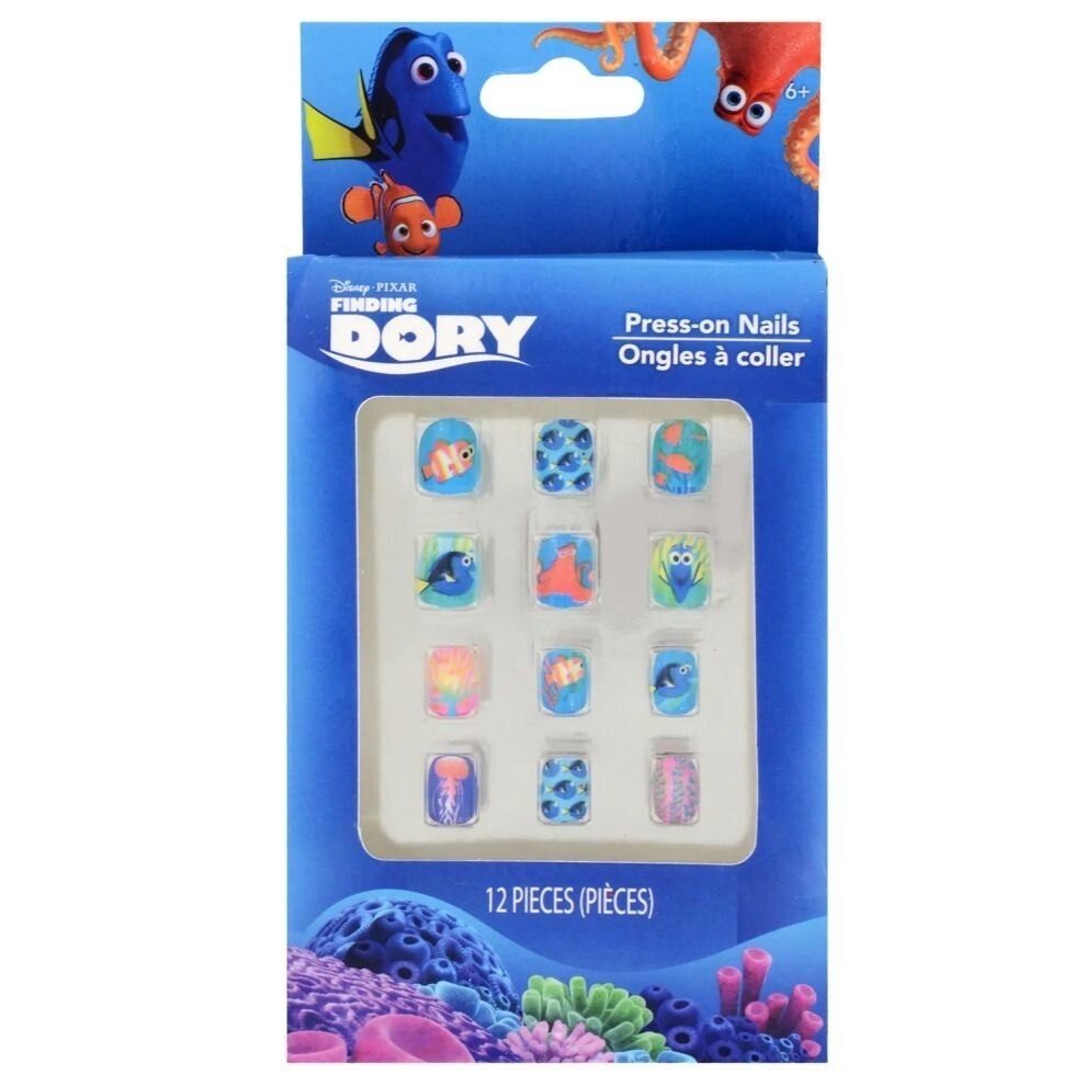 Disney Pixar Finding Dory 12-Piece Press-On Nails For Kids Colorful Characters