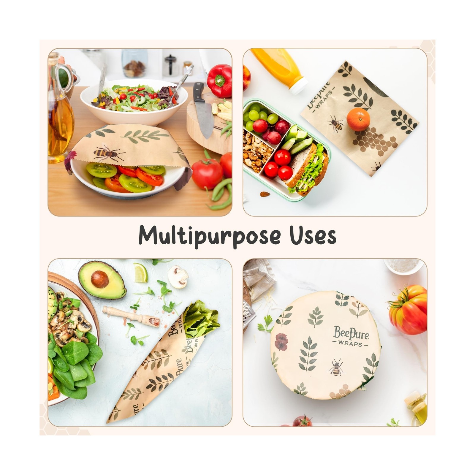 BeePure Reusable Beeswax Food Wrap – Eco-Friendly, Sustainable … FAST USA SHIP