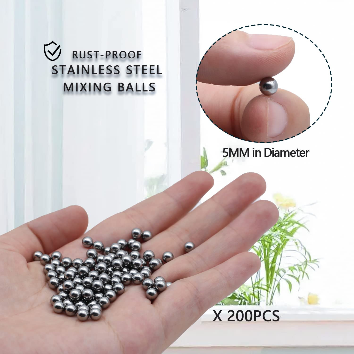 200PCS Paint Mixing Balls, Nail Polish Mixing Balls, 316 Stainless Steel Bearing