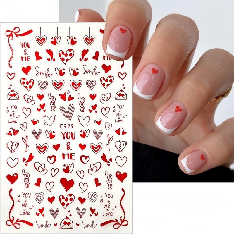 8 Sheet Valentine s Day Nail Art Decals Love Heart 3D Nail Art Stickers Gifts