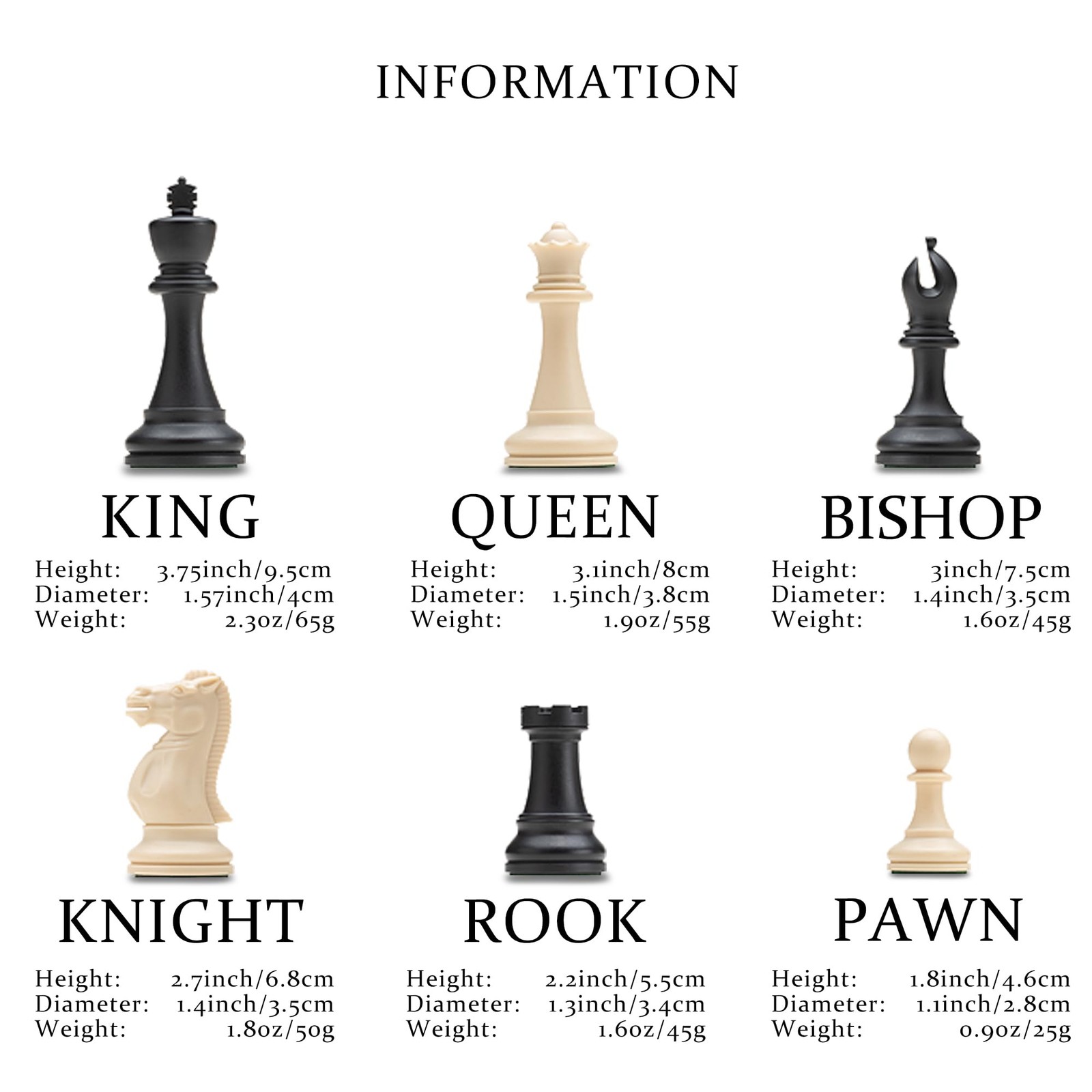 A&A Tournament 3.75”(9.5cm) King Height / 2.25”(5.7cm) Square, Off-white