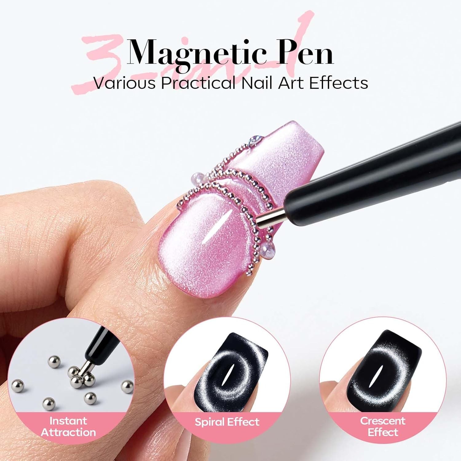 Cat Eye Magnet Nail Art Tools-14Pcs Powerful Cateye Gel Nail Polish Magnet Tools