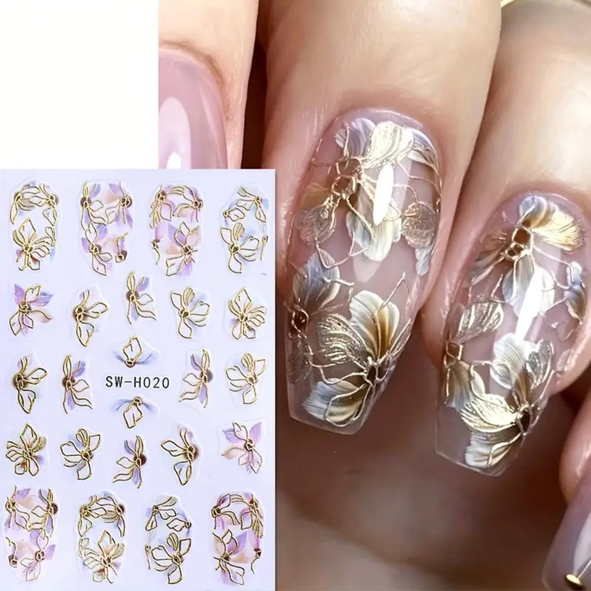 Flower Nail Stickers 3D Elegant Floral Nail Art Decal 6PCS 3D SelfAdhesive Ja…