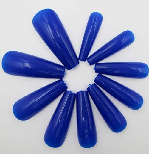 Royal Blue Ballerina Coffin Press on Nails 2026-04-27 – Long Ballerina Fake