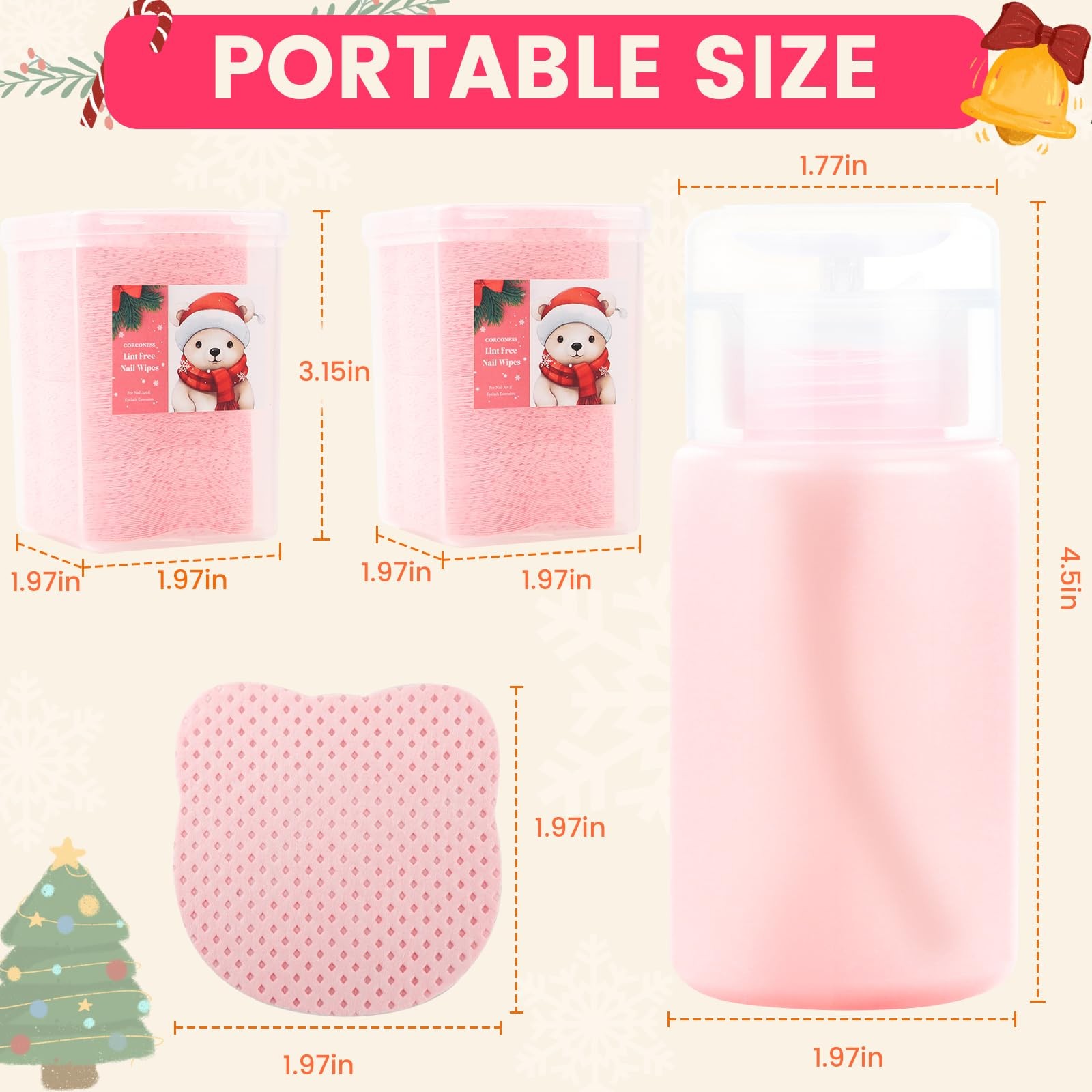 Corconess 400PCS Lint Free Nail Wipes With Dispenser – 1.97 in（Cute Wipes）
