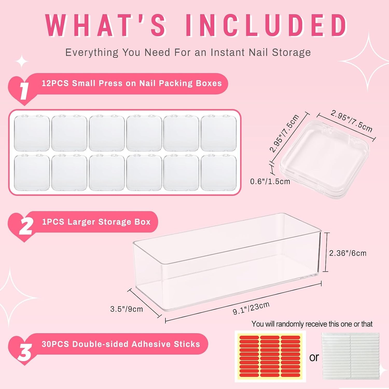 12Pcs Press on Nail Packaging Boxes, Clear False Nail Container Organizer | N…