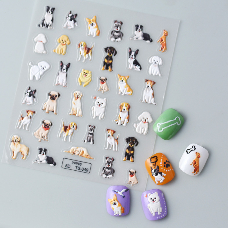 NAIL ART Character 5D Nail Puppy Dogs Nail Stickers Nail Decoration TS49 NS54