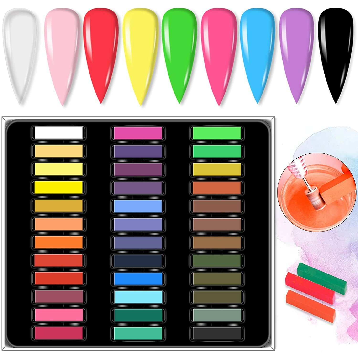Soft Pastel Nail or hair Chalks for Acrylic Powder – Colorful Non-
