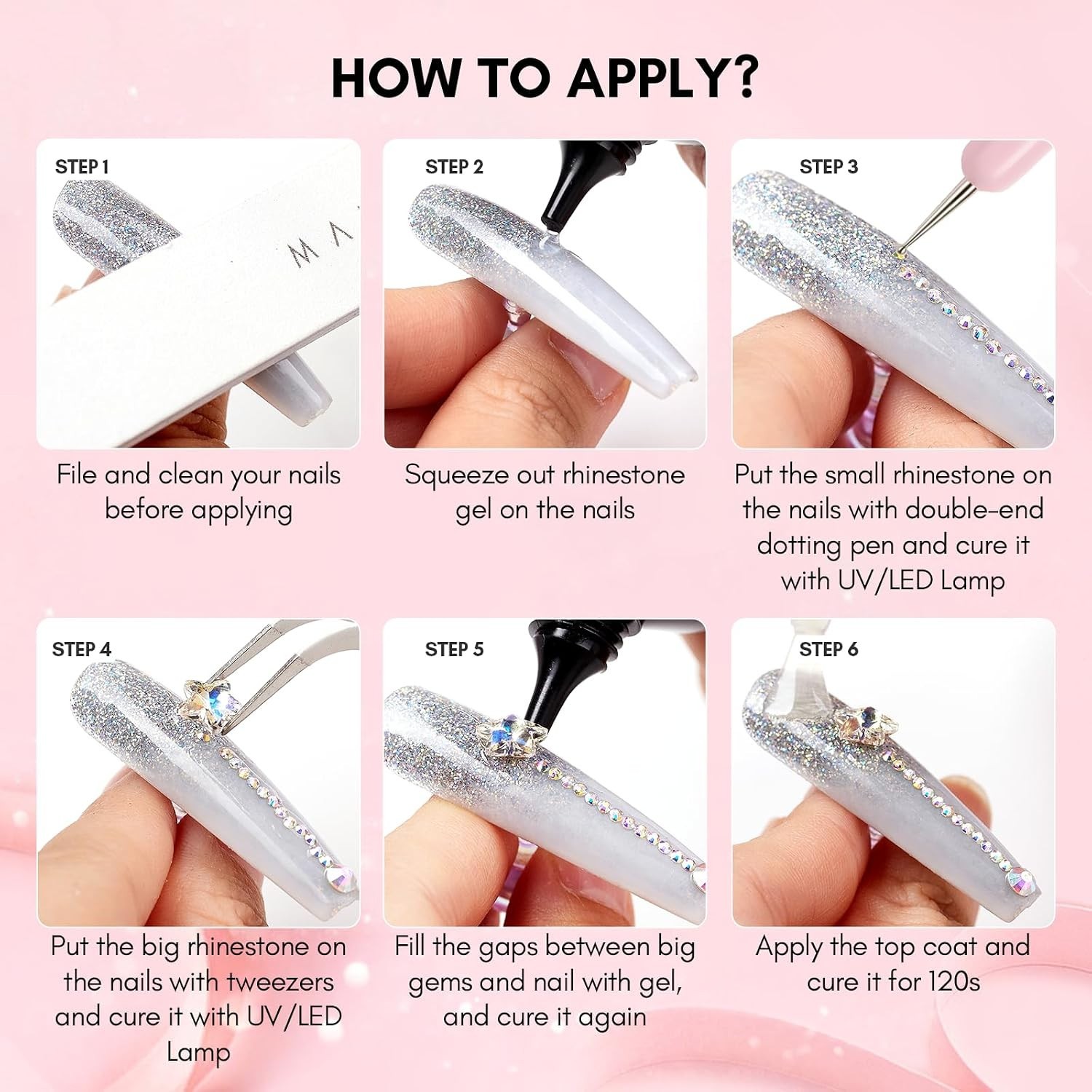 Nail Rhinestone Glue for Nails- 60ML Super Strong Gel Glue for Rhinestones, 3…