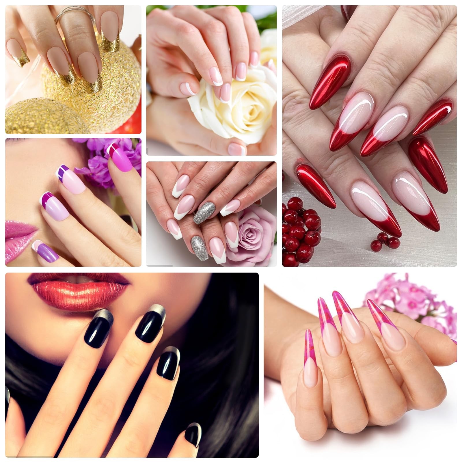 2350Pcs French Tip Nail Stickers,French Manicure Strips Frenchs Tip Guide Ste…