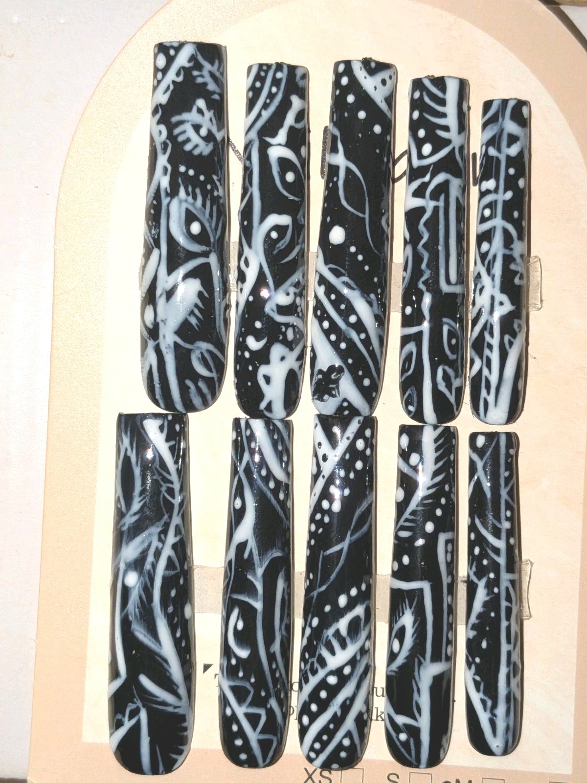 Handmade custom Black Paisley bandanna 10pc 3xl acrylic press on nails Sz Small