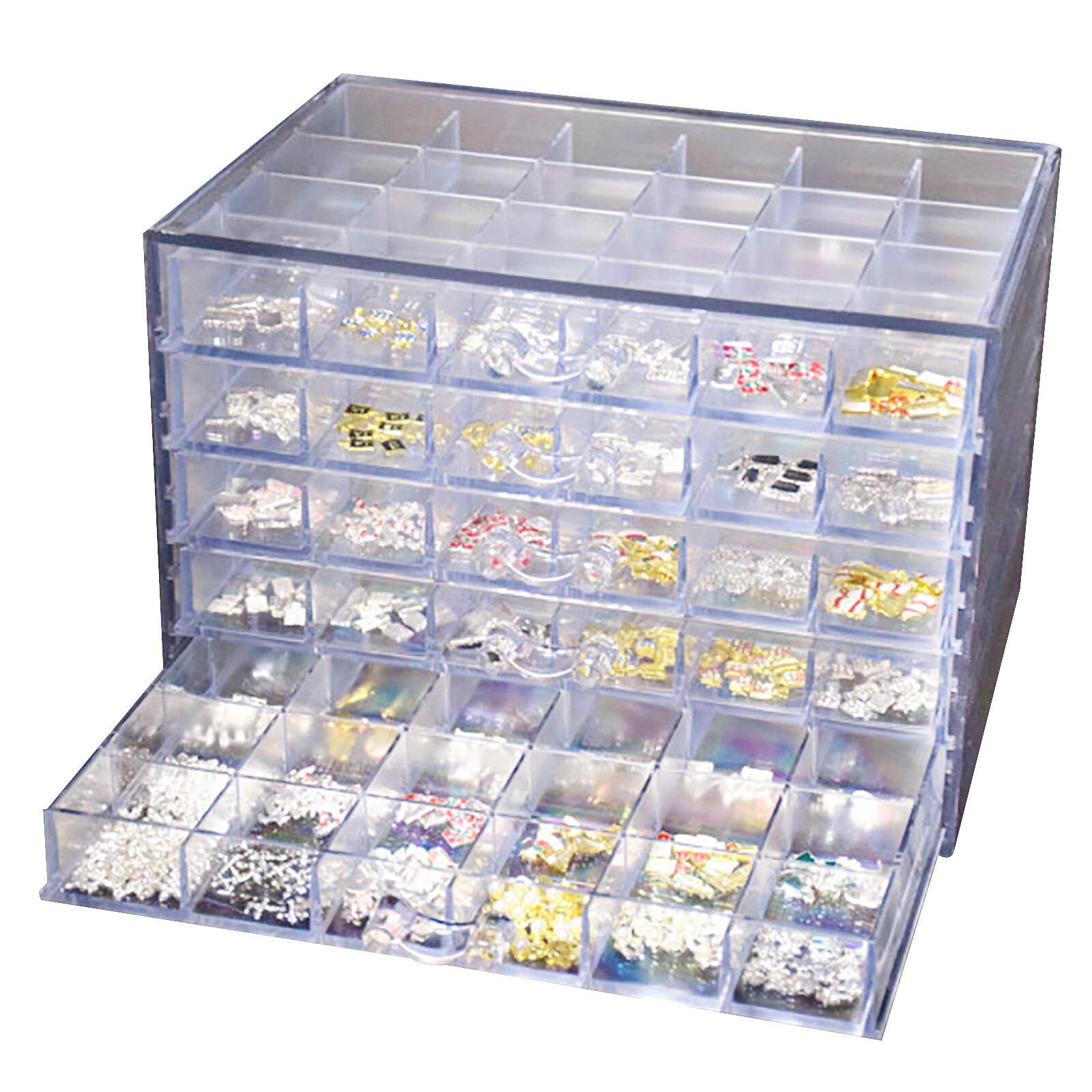 120 Grids Nail Art Rhinestone Gems Bead Acrylic Storage Display Tray Box Clear