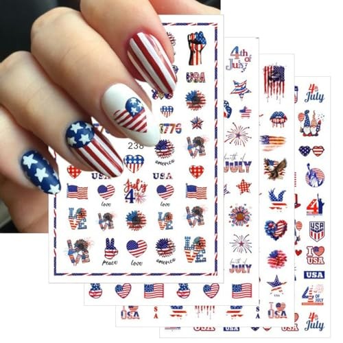 8Sheets 4th of July Nail Art Stickers Independence Day 4th of July Stickers-7
