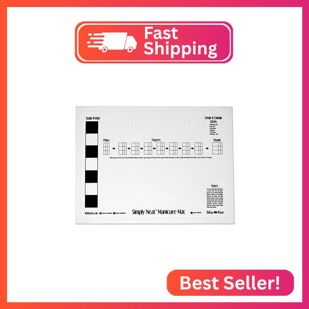 Bliss Kiss Simply Neat Manicure Mat – Silicone Manicure Mat for Stamping and Nai