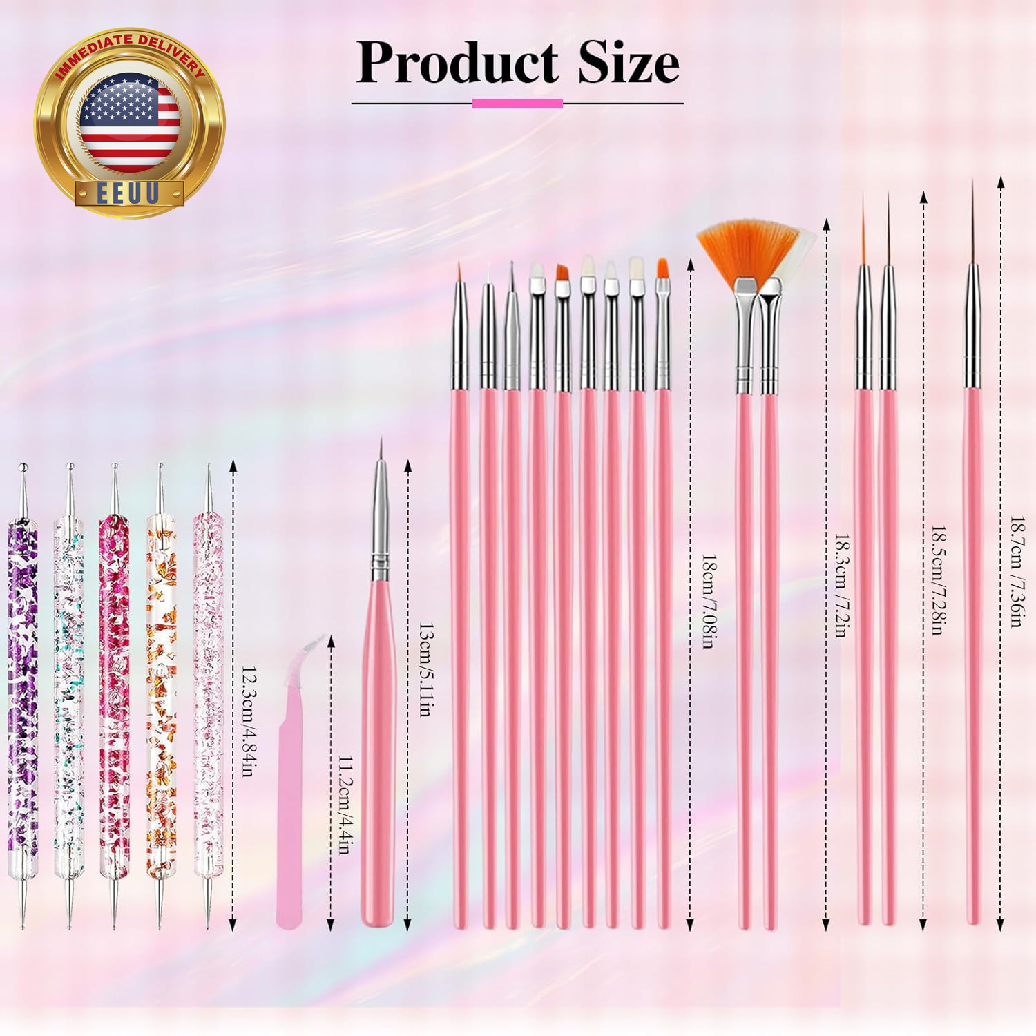 Nail Art Tools Set, Nail Art Kit for Beginners: 15 Professional Nail Brushes for